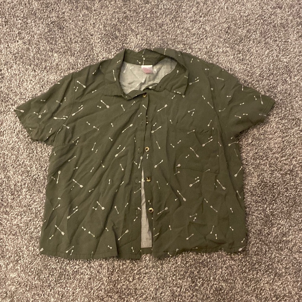 Womens button down crop